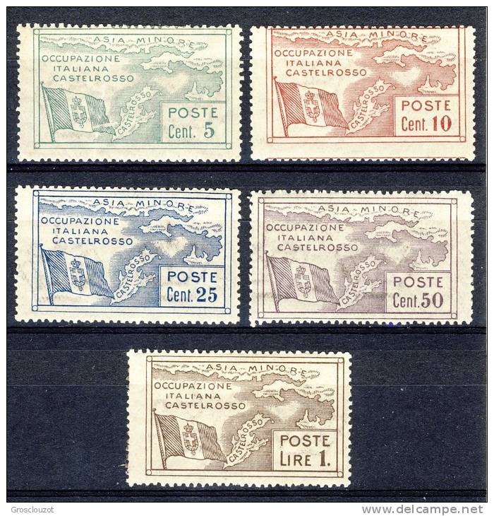 Castelrosso 1923 SS 2 Occupazione Italiana Dell'isola N. 10-14 MNH Cat. € 100 - Castelrosso