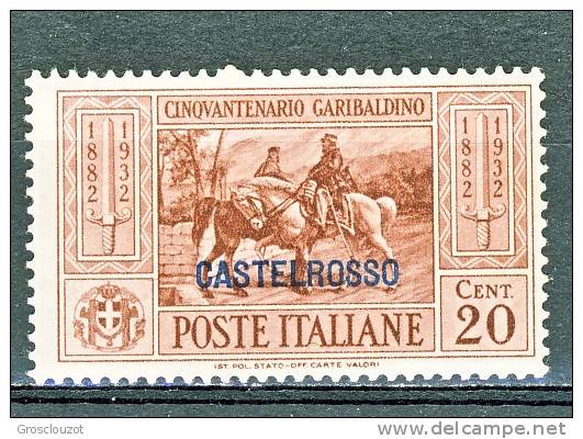 Castelrosso 1932 SS 5 Garibaldi N. 31 C. 20 Bruno Rosso MH  Cat. € 30 - Castelrosso