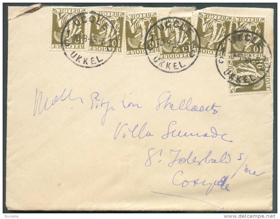 CERES 10 Centimes (x7) Obl. Sc UCCLE Sur Lettre Du 10-9-1935 Vers Coxyde - 8730 - 1932 Cérès Et Mercure