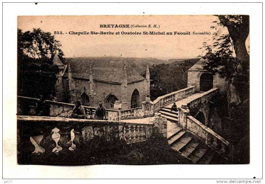Le Faouet Karten Bost Vue De Chapelle Sainte Barbe Et Oratoire Saint Michel Dos 1900 Coll E H N° 523 - Faouët