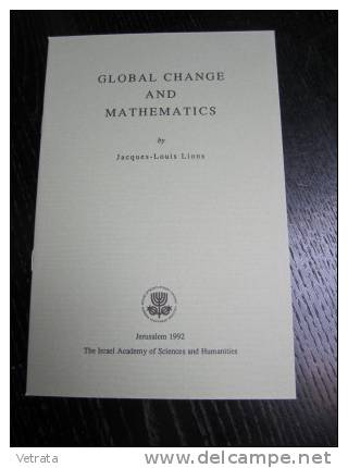 Global Change And Mathematics De Jacques Louis Lions (18 Pages, Jérusalem - 1992) (en Anglais) - Matemáticas
