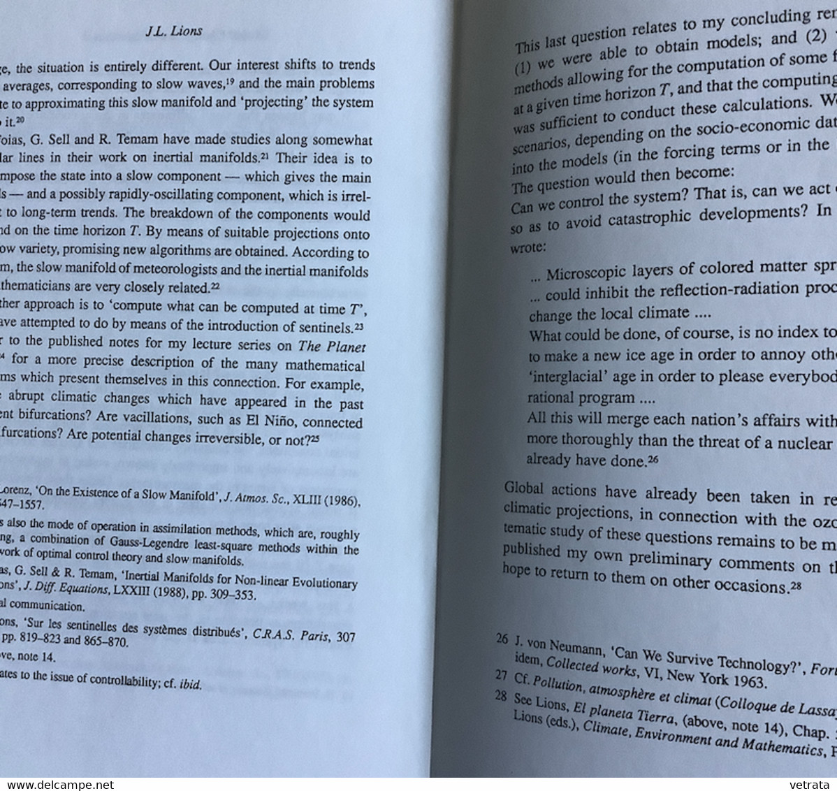 Global Change And Mathematics De Jacques Louis Lions (18 Pages, Jérusalem - 1992) (en Anglais) - Matemáticas