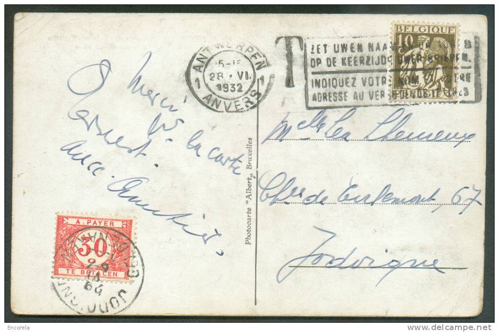 CERES 10 Centimes Obl. Mécanique De ANTWERPEN Sur C.P. Du 28-VI-1932 Vers Jodoigne Et Taxée à 30 Centimes . TB -  8735 - 1932 Ceres E Mercurio