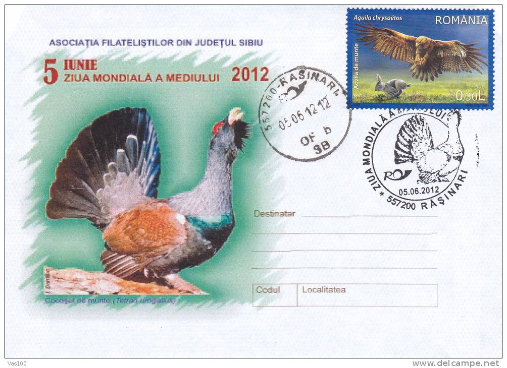 COCK, 2012, SPECIAL COVER, OBLITERATION CONCORDANTE, ROMANIA - Cuco, Cuclillos