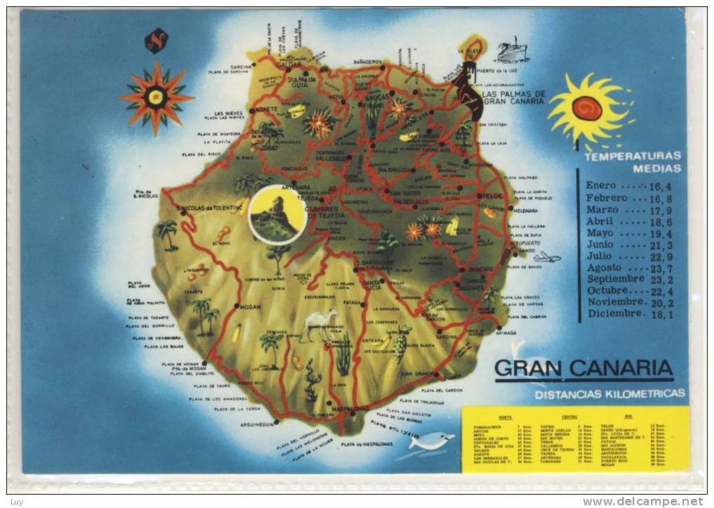 Map Card - GRAN CANARIA - Map Of Gran Canaria - Ca 1990 - Mapas