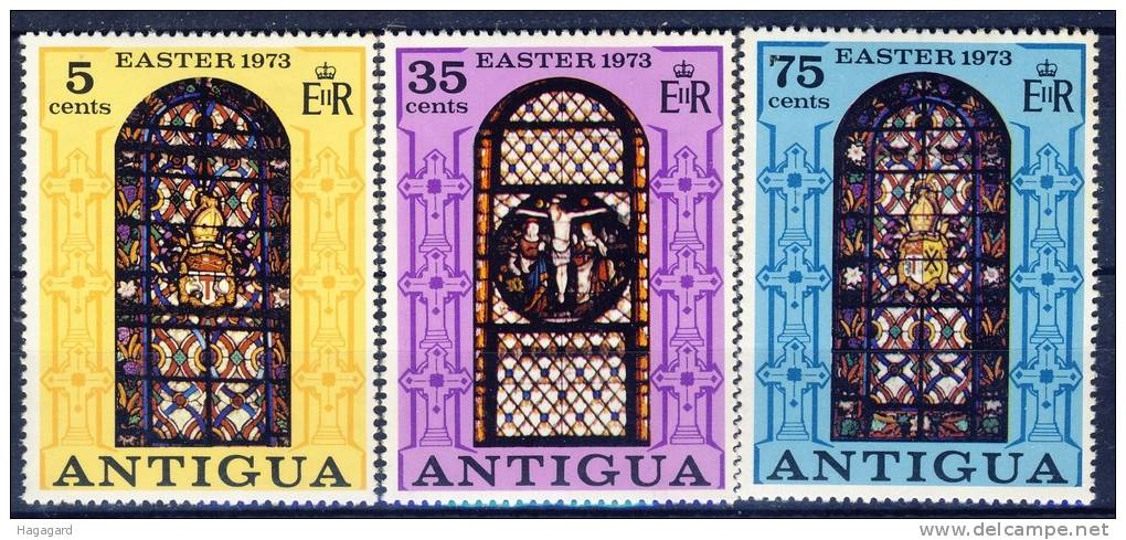 ##Antigua 1973. Easter. Glass Paintings. Michel 293-95.  MNH(**) - 1960-1981 Autonomie Interne