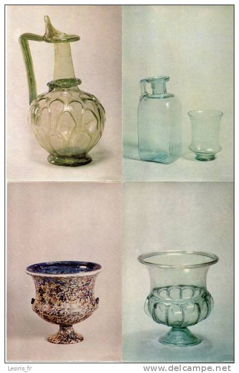 CP  - CARNET COMPLET DE 16 CARTES POSTALES PHOTO - ANTIQUE GLASSE IN THE HERMITAGE COLLECTION - LENINGRAD 1974 - - Objets D'art