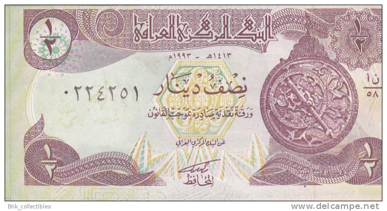 Iraq , 1/2 Dinar 1993 , Uncirculated - Irak