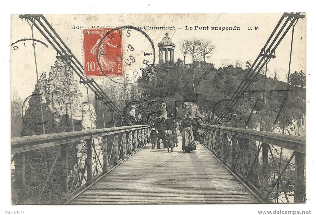 Paris 19ème Arr (75) : Parisiens Sur Le Pont Suspendu Des Buttes-Chaumont En 1909 (animé). - Arrondissement: 19