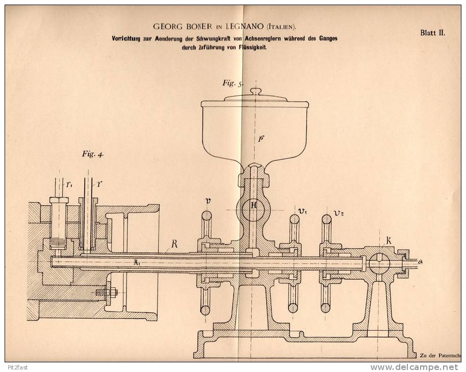 Original Patentschrift - Georg Boner In Legnano , Italia , 1900 , Controllore Per Macchine !!! - Legnano