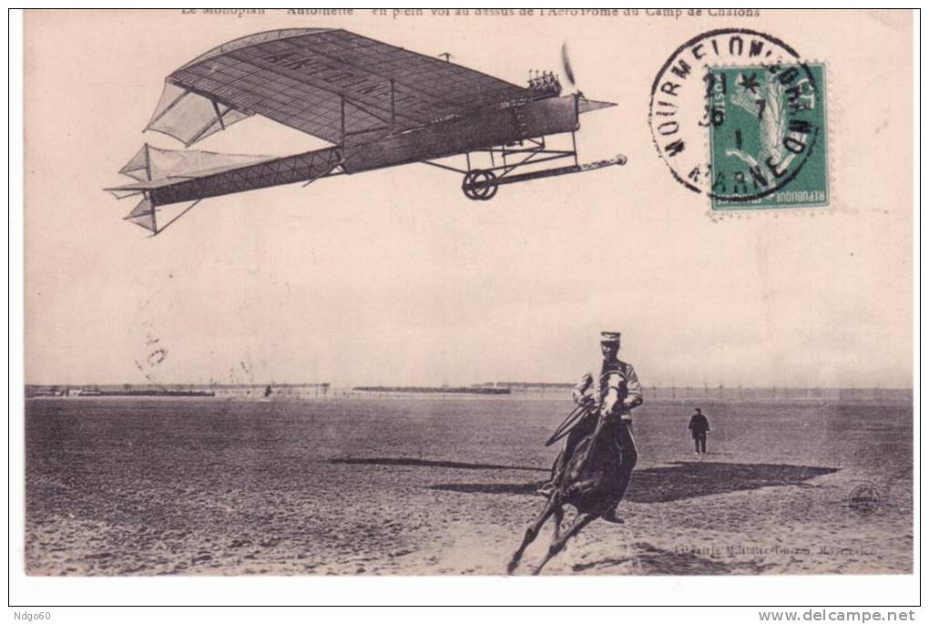 Le Monoplan"Antoinette" En Plein Vol Au Dessus De L'aérodrome Du Camp De Châlon - Camp De Châlons - Mourmelon