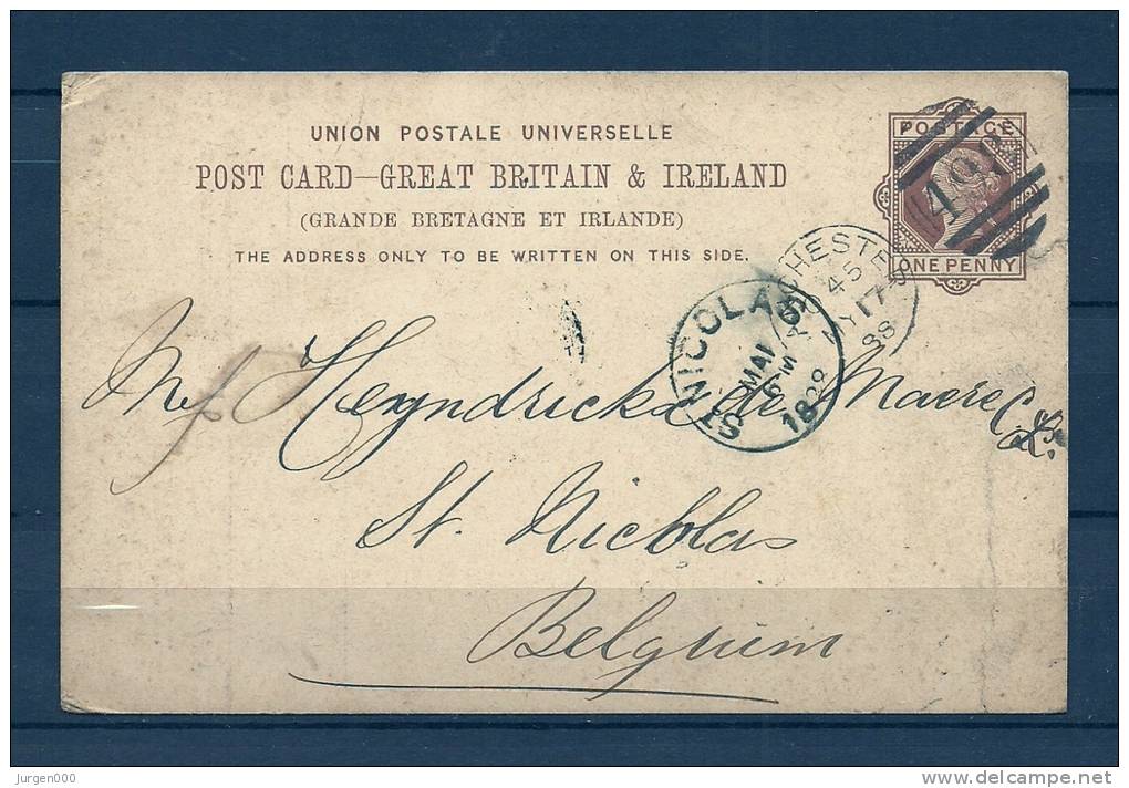 Briefkaart Van Manchester Naar St Nicolas (Belgium) 04/05/1888 (GA5801) - Covers & Documents