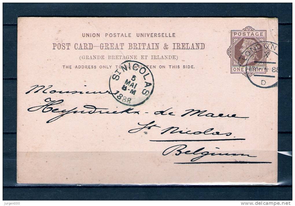 Briefkaart Van London Naar St Nicolas (Belgium)  04/05/1888 (GA5820) - Storia Postale
