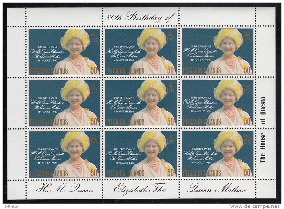 Pitcairn Islands MNH Scott #193 Sheet Of 9 50c Queen Mother In Yellow Hat - 80th Birthday - Pitcairn Islands