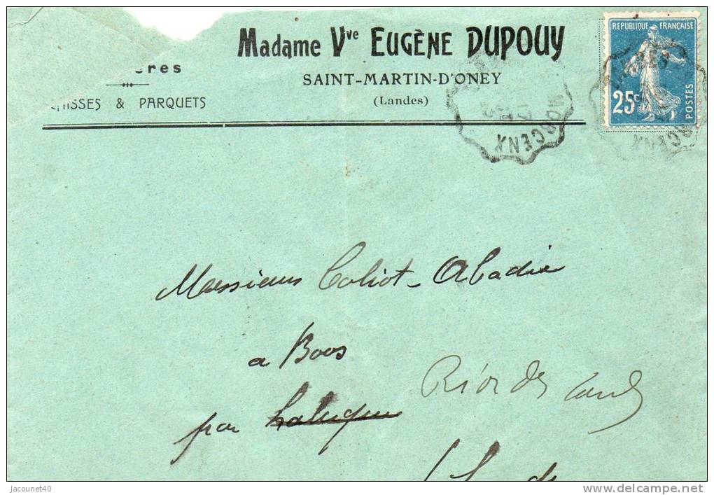 Saint Martin D'Oney  40 Vve Eugene Dupouy  Cachet  Ambulant Tarbes/Morcenx - Briefe U. Dokumente