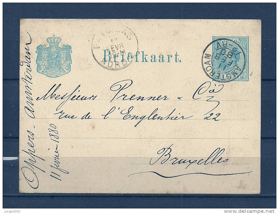 Briefkaart Van Amsterdam Naar Bruxelles  11/02/1880 (GA6063) - Postal Stationery