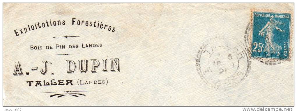 Taller 40 Fragment De Lettre Du 16/1/1921 De A J Dupin Exploitation Forestière - Storia Postale