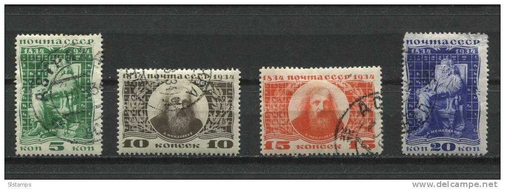 Russia 1934 Sc 536-9 Mi 476-479 Used  Mendeleev - Used Stamps