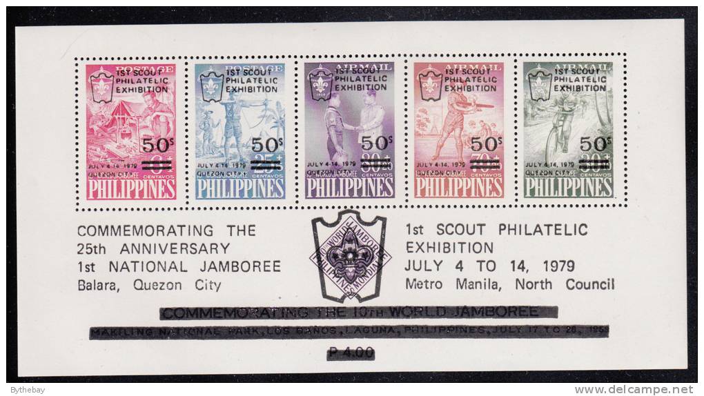 Philippines MNH Scott #C112 Souvenir Sheet Of 5 1st Scout Philatelic Exhibition, 25th Ann Of 1st National Scout Jubilee - Philippines