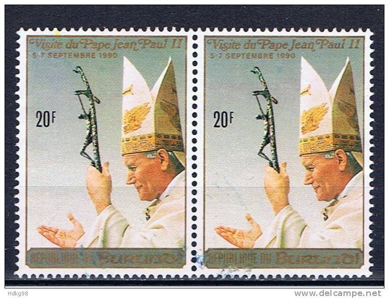 RU+ Burundi 1990 Mi 1716 Johannes Paul II. ((EINE Marke, ONE Stamp, UN Timbre) - Oblitérés