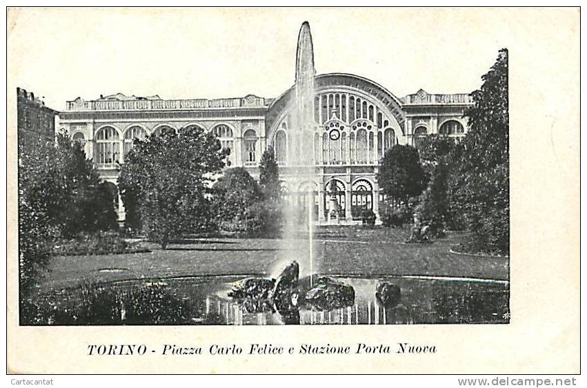 TORINO.LA PIAZZA CARLO FELICE CON LA FACCIATA DELLA STAZIONE DI PORTA NUOVA. BELLA CARTOLINA ANNI '40 - Stazione Porta Nuova