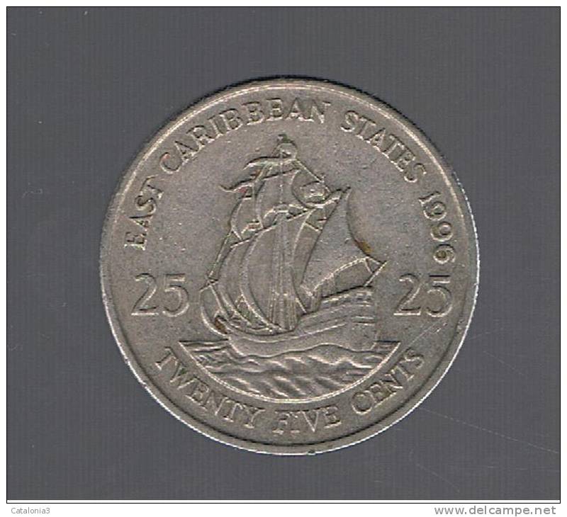 EAST CARIBBEAN  STATES -  25 Cents  1996  KM14 - Caribe Oriental (Estados Del)