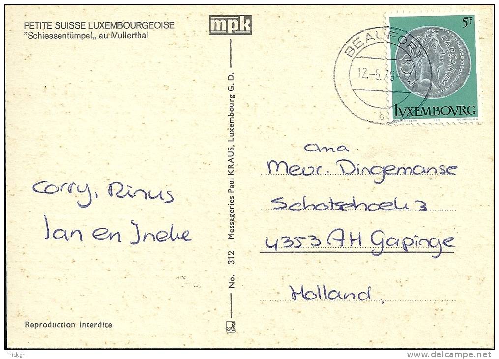 Luxembourg Beaufort 1979 &gt;&gt; Gapinge Nederland - Lettres & Documents