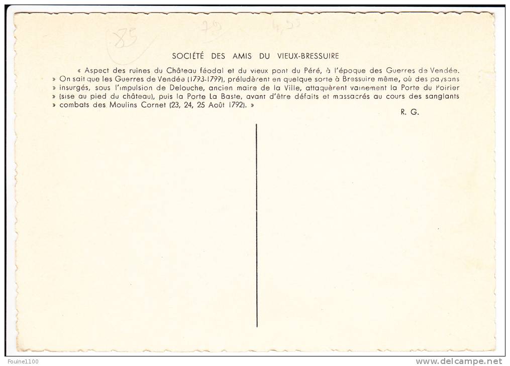 Carte ( Format 15 X 10,5 Cm ) Société Des Amis Du Vieux Bressuire  épisode Des Guerres De Vendée ( Recto Verso ) - Bressuire