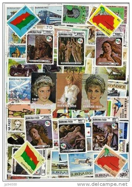 BURKINA FASO  Lot De 100 Timbres Tous Differents Neufs Et Oblitérés.(lire La Description) - Burkina Faso (1984-...)