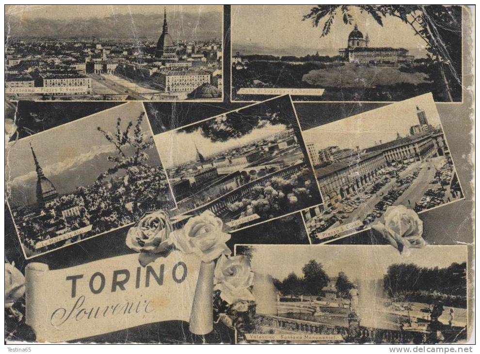 TORINO--SOUVENIR--VEDUTE--PIAZZA V.VENETO E SAN CARLO--LA MOLE--SUPERGA--VALENTINO--FG --V 21-9-59 - Autres Monuments, édifices