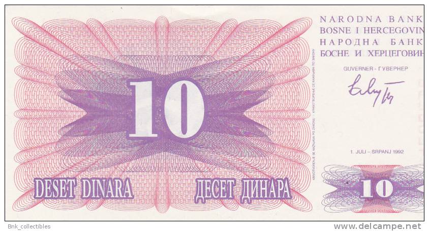 Bosnia Herzegovina 10 Dinars 1992 Uncirculated - Bosnie-Herzegovine