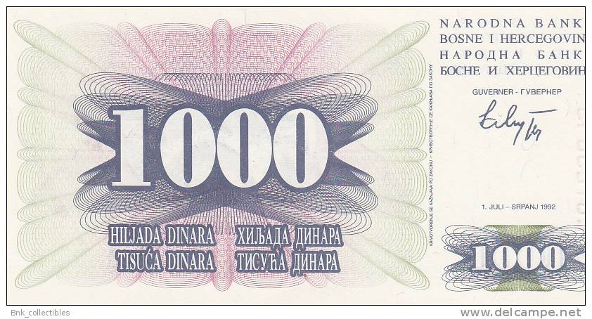 Bosnia Herzegovina 1000 Dinars 1992 Uncirculated - Bosnia Y Herzegovina