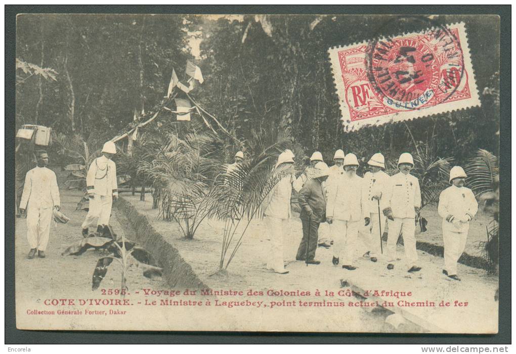 GUINEE FRANCAISE 10 Centimes Obl. Sc LA ROCHELLE PALLICE 16-7-1910 Sur C.V. (de Côte D´Ivoire) Vers Wavre + Griffe PAQUE - Côte D'Ivoire (1960-...)