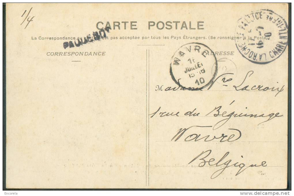 GUINEE FRANCAISE 10 Centimes Obl. Sc LA ROCHELLE PALLICE 16-7-1910 Sur C.V. (de Côte D´Ivoire) Vers Wavre + Griffe PAQUE - Côte D'Ivoire (1960-...)