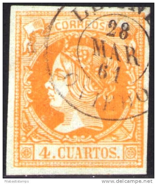 04-006 SPAIN 1860 EDIFIL 52 USADO LLANES OVIEDO RRR LUJO SPANIEN ESPAGNE SPANJE - Oblitérés