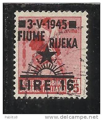 ITALY ITALIA OCCUPAZIONE FIUME 1945 L. 16 SU 0,25 USED TIMBRATO SENZA FILIGRANA - Occ. Yougoslave: Fiume