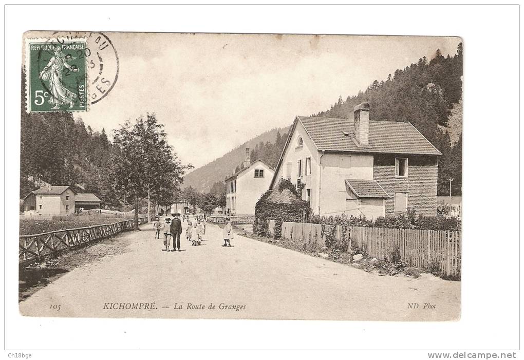 CPA :- 88 - Vosges : Kichompré : La Route De Grange : Animation - Maisons - Relief ...Peu Commune - Sonstige & Ohne Zuordnung