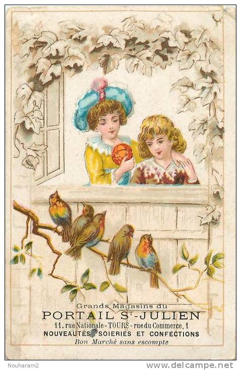 Chromos Réf. B270. Grands Magasins Du Portail St Julien - Filles, Chapeau, Oiseaux, Branche - Autres & Non Classés