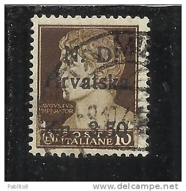 ITALY ITALIA OCCUPAZIONE CROATA SEBENICO 1944 SOPRASTAMPATO SURCHARGE 3,50 SU CENT. 10 USED - Yugoslavian Occ.: Fiume