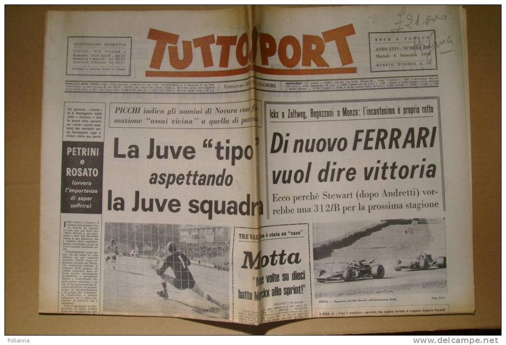 PBQ/43 TUTTOSPORT 1970/INTER - JUVENTUS A San Siro/vittoria FERRARI F1 - Stewart - Sport