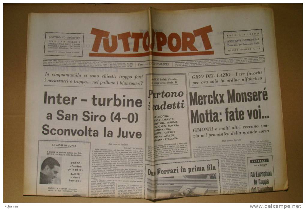 PBQ/43 TUTTOSPORT 1970/INTER - JUVENTUS A San Siro/vittoria FERRARI F1 - Stewart - Deportes