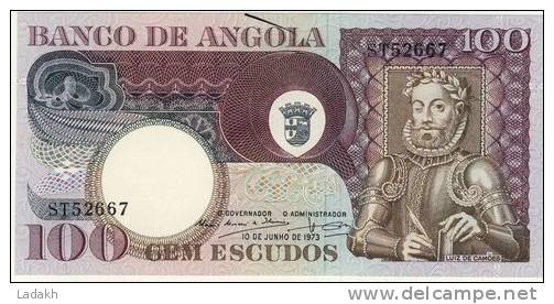 BILLET # ANGOLA  # 1973 # 100 ESCUDOS # CEM ESCUDOS  # N° 106 # LUIS DE CAMOES - Angola