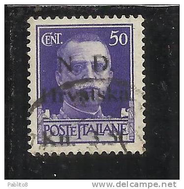 ITALY ITALIA OCCUPAZIONE CROATA SEBENICO 1944 SOPRASTAMPATO SURCHARGE 3,50 SU CENT. 50 USED - Kroatische Bes.: Sebenico & Spalato