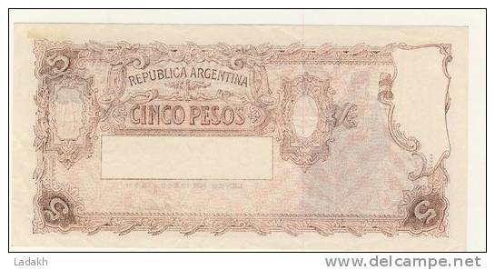 BILLET # ARGENTINE  # 1951  # 5 PESOS  # CINCO PESOS # N°260  # - Argentina