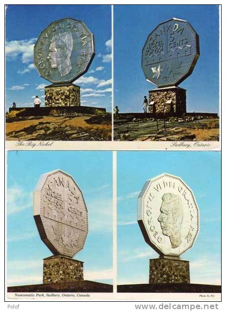 2 CP - Avec Monuments "pièce De Monnaie" Ontario - Canada      (54497) - Monete (rappresentazioni)