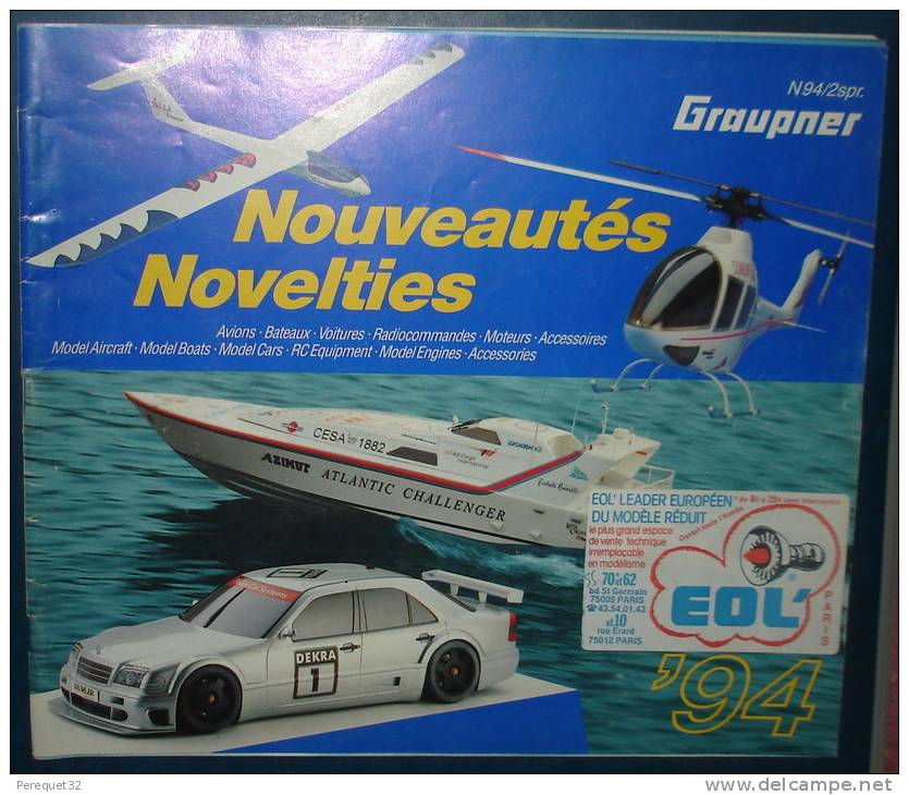 Catalogue NouveautésGRAUPNER 1994.83 Pages.Francais Et Anglais - Littérature & DVD