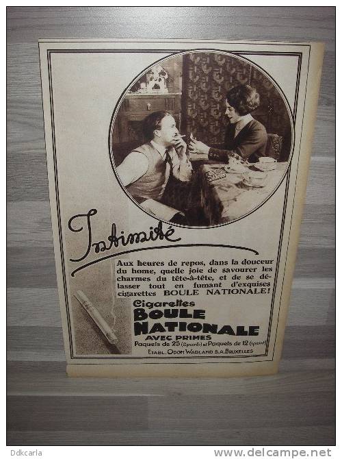 Reclame Uit 1934 - Cigarettes Boule Nationele - A4 Formaat - Sigaretten - Documenten