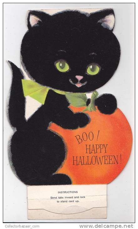 Halloween Cat Double Sided Hallmark Original Postcard  Cpa Ak (W3_1461) - Halloween