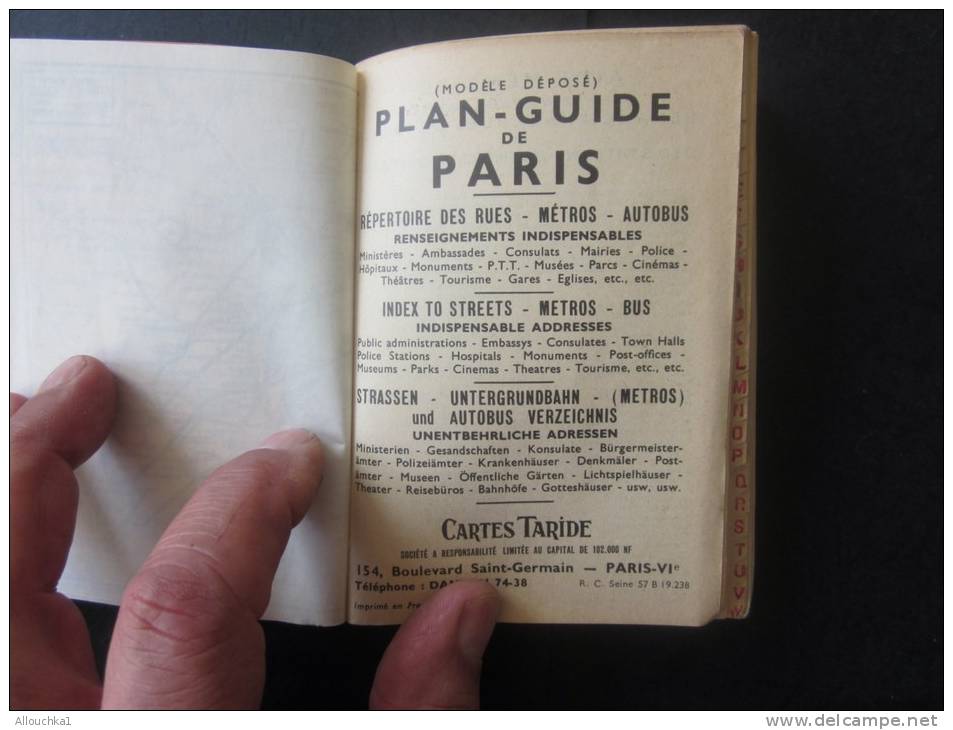 TARIDE Plan - Guide Répertoire Rues Paris Pr Arrondissements+ Banlieues Cartes Taride Réf 315 Bd Saint-Germain Paris-VI - Europe