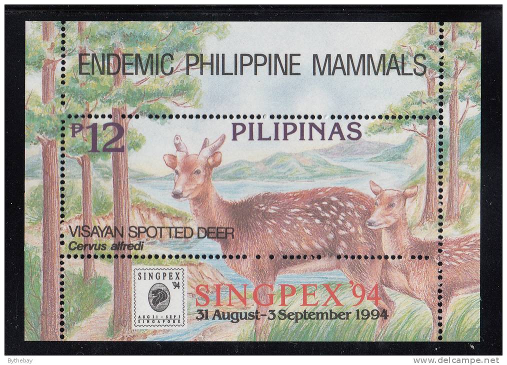 Philippines MNH Scott #2312a Souvenir Sheet 12p Visayan Spotted Deer - Endemic Mammals - Singapex 94 - Philippines